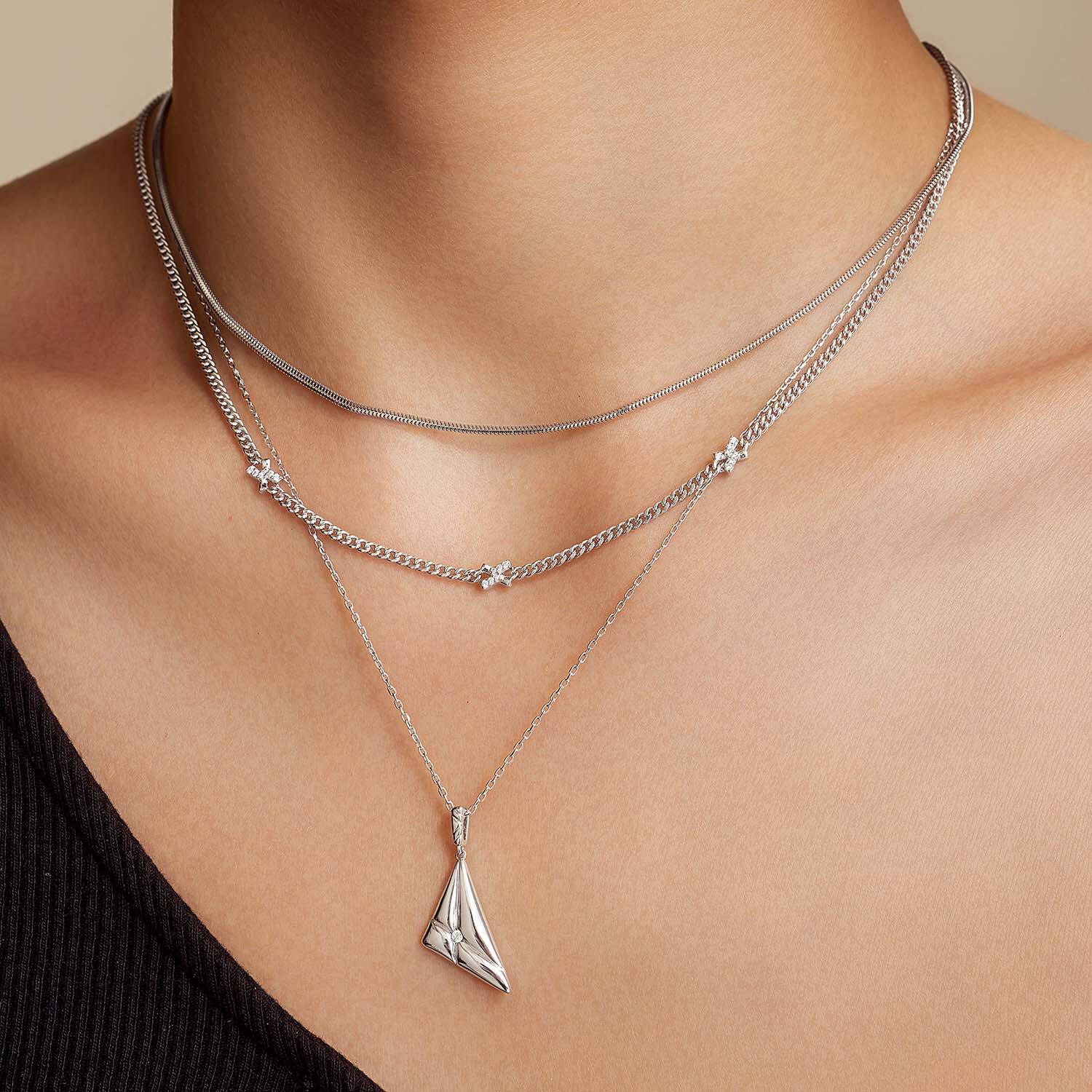  Sunshine Chaser - Zilver / Gerodineerd - Zirkonia - 50cm